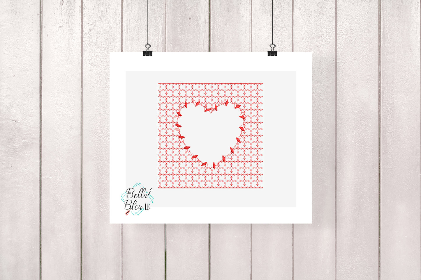 Heart Stipple Quilt Stipple  Machine Embroidery Design ITH