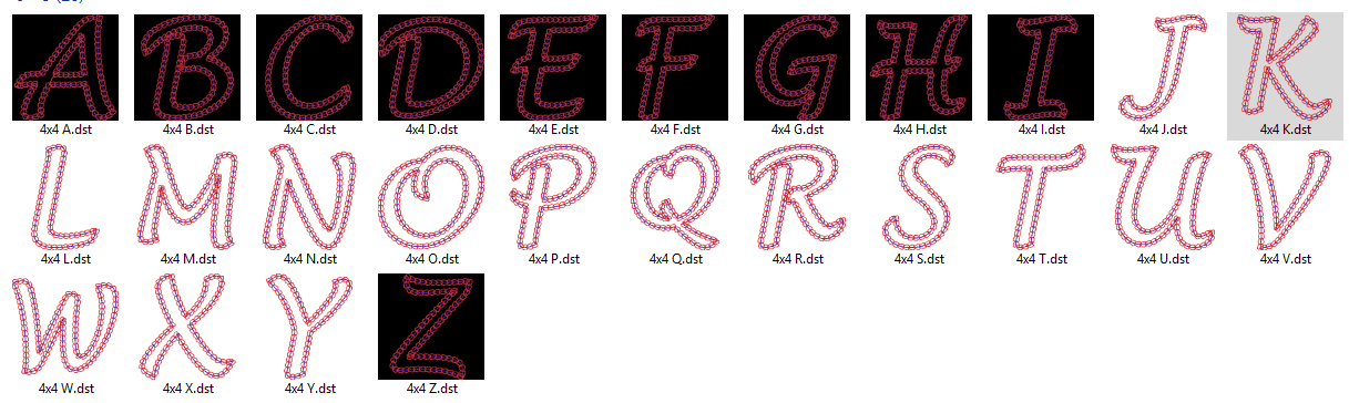 Heart Motif Alphabet Applique Machine Embroidery Design 4x4