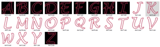 Heart Motif Alphabet Applique Machine Embroidery Design 4x4