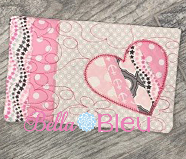 ITH Heart Mug Rug Machine Embroidery Design