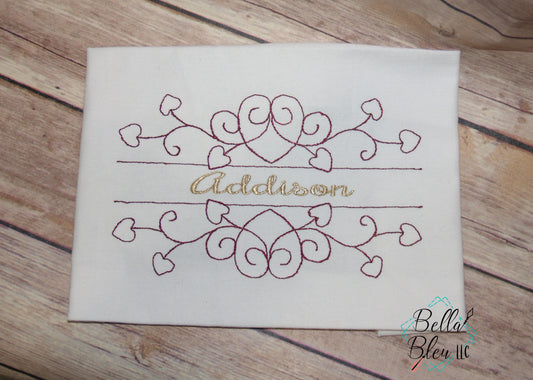 Beautiful Bean Stitch Split Heart Frame Valentines Day stitch monogram frame 8x12