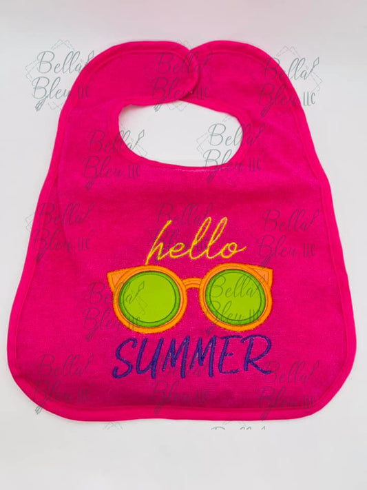 Hello Summer Sunglasses Beach Applique