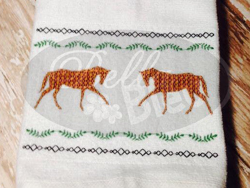 Stunning Horse Walking faux smocking design silhouette