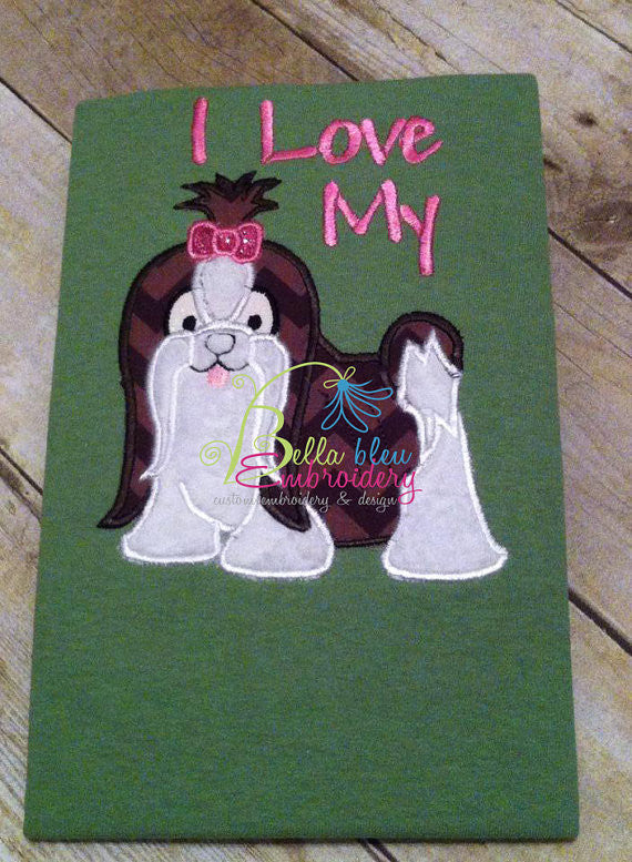Shih Tzu Dog Applique Machine Embroidery Design
