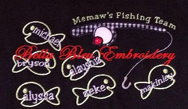Applique Summer Sea School of fish and fishing rod Embroidery Applique Design