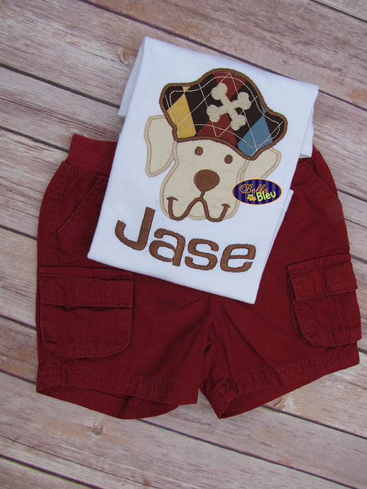 Pirate Puppy Dog Applique Embroidery Design