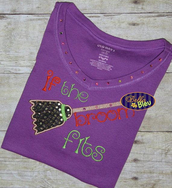 Halloween Witches Broom Machine Applique Embroidery Design