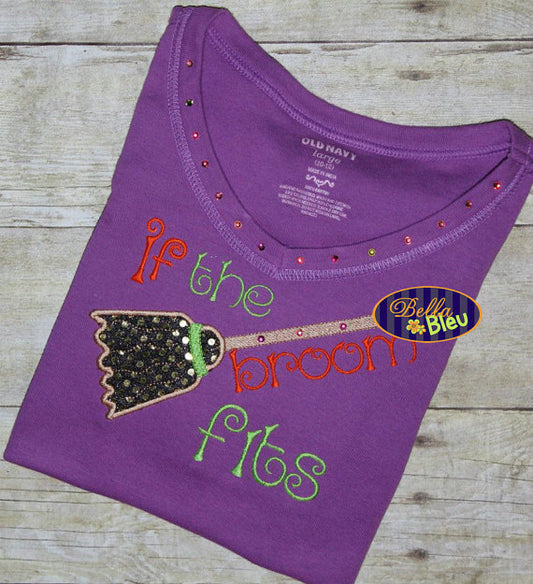 Halloween Witches Broom Machine Applique Embroidery Design