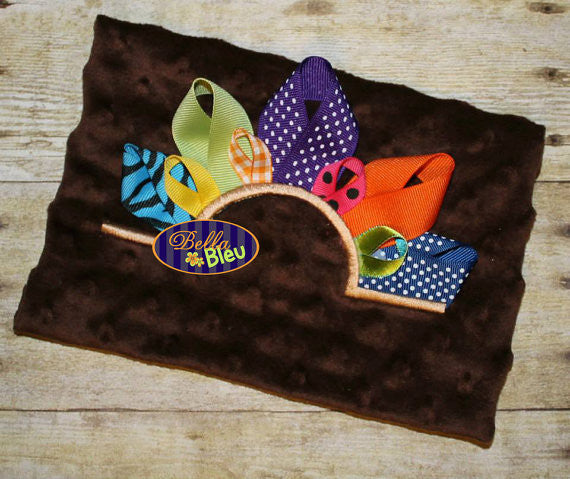 ITH in the hoop Thanksgiving Ribbon Turkey Butt behind backside machine embroidery