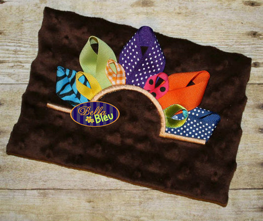 ITH in the hoop Thanksgiving Ribbon Turkey Butt behind backside machine embroidery