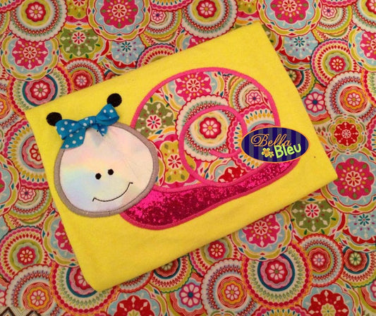 Nautical Summer Snail Embroidery Applique Design