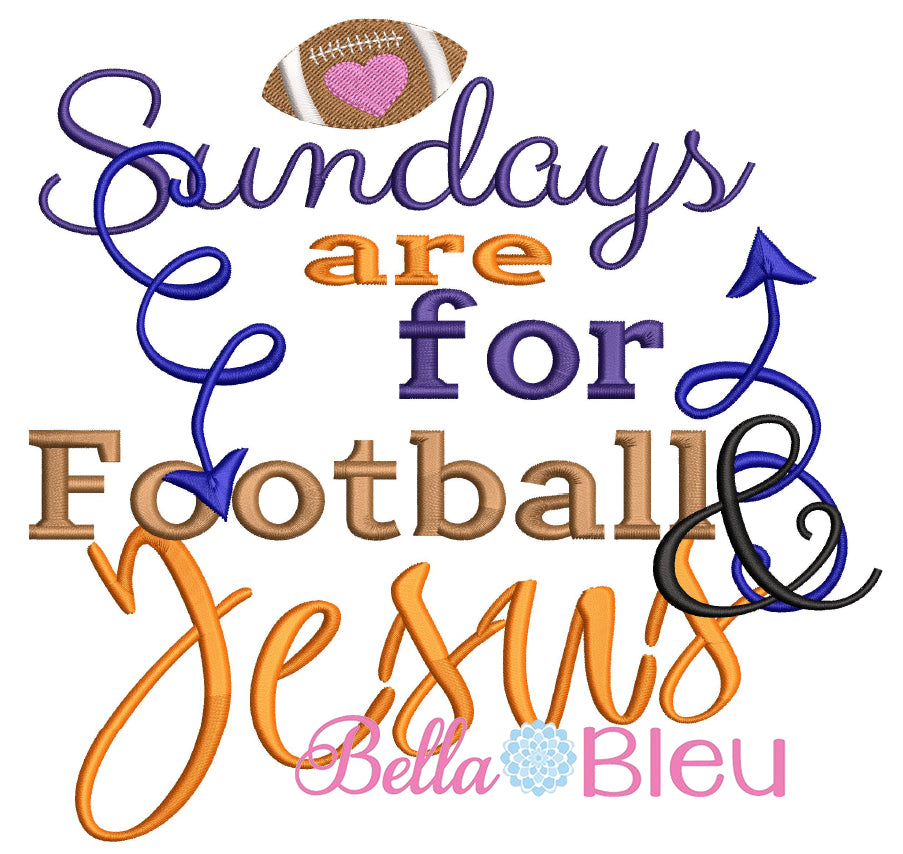 Sundays are for football and Jesus machine embroidery design