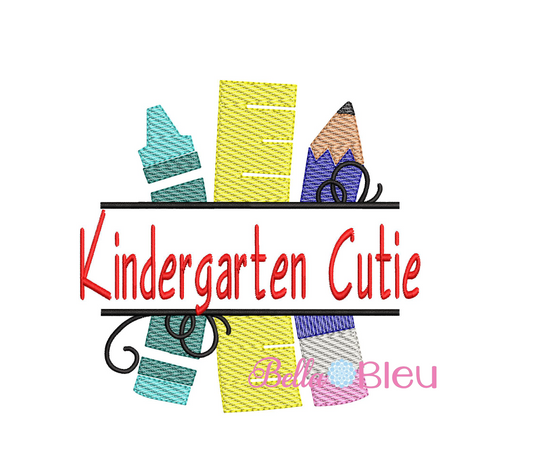 Sketchy Kindergarten Cutie back to school machine embroidery design