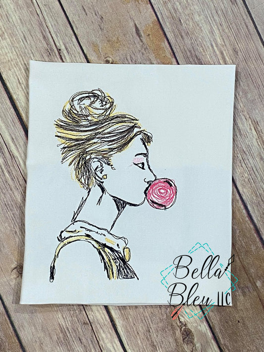 Lady with Bubblegum Scribble Sketchy