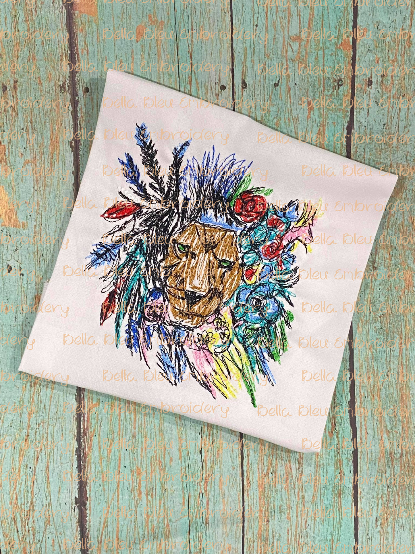 Lion Floral Scribble design