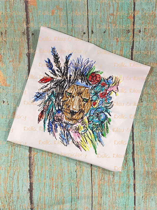 Lion Floral Scribble design