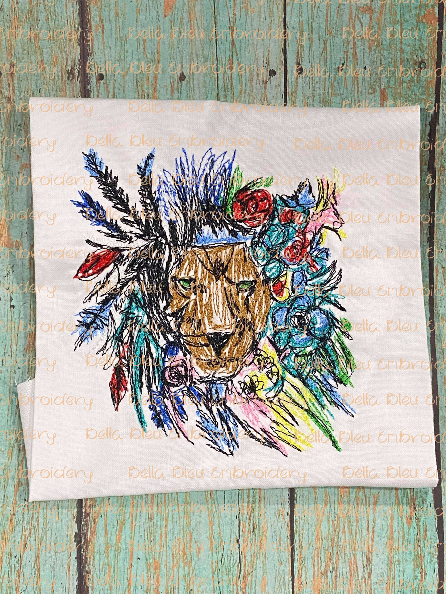 Lion Floral Scribble design