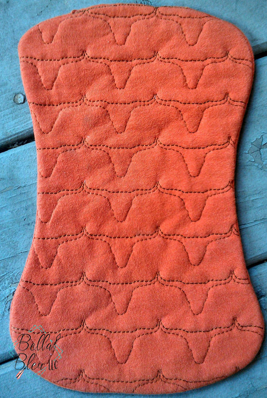 ITH In The hoop Baby Burp with longhorn stipple quilting Pattern