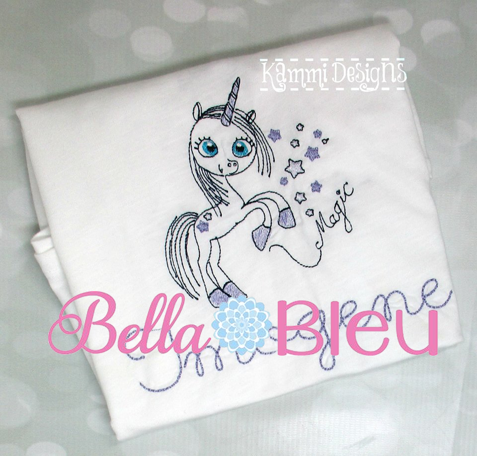 Unicorn Magic Sketchy Machine Embroidery Design