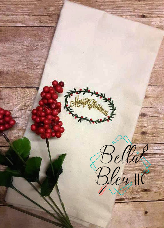 Merry Christmas with Wreath Embroidery design