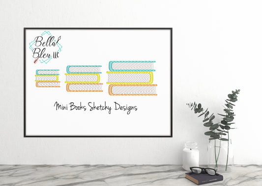 BTS Back To School Mini stack of Books Sketchy Machine Embroidery Design