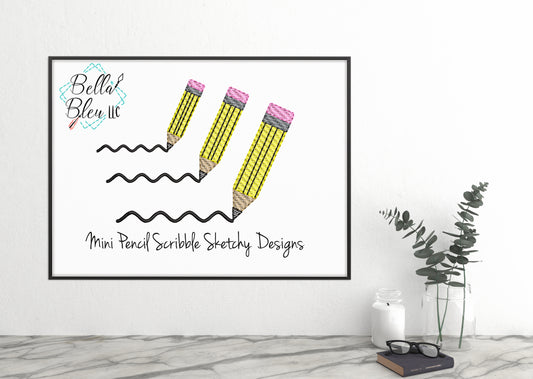 BTS Back To School Mini Scribble with Pencil Sketchy Machine Embroidery Design