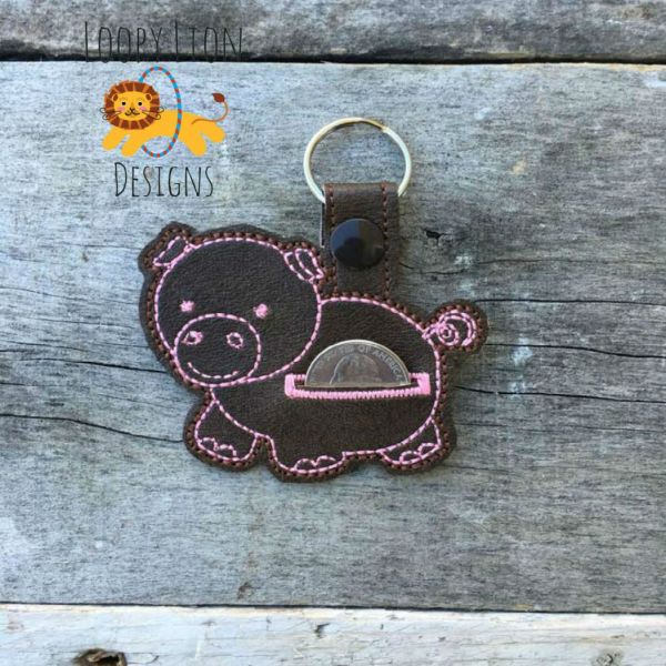 Piggy Bank Quarter Holder ITH Key fob