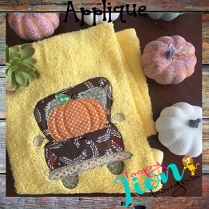 Vintage Truck hauling a Pumpkin Applique
