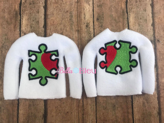 Autism Puzzle Pieces ITH Elf Sweater Shirt