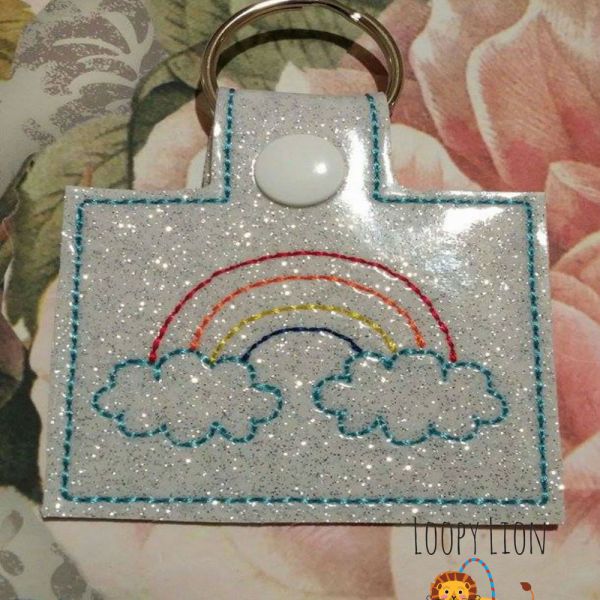 Rainbow bean stitch ITH Key fob