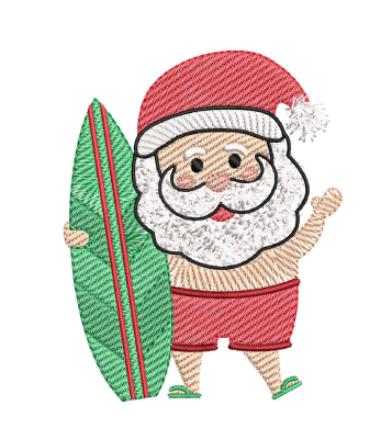 Surfing Santa Sketchy Design