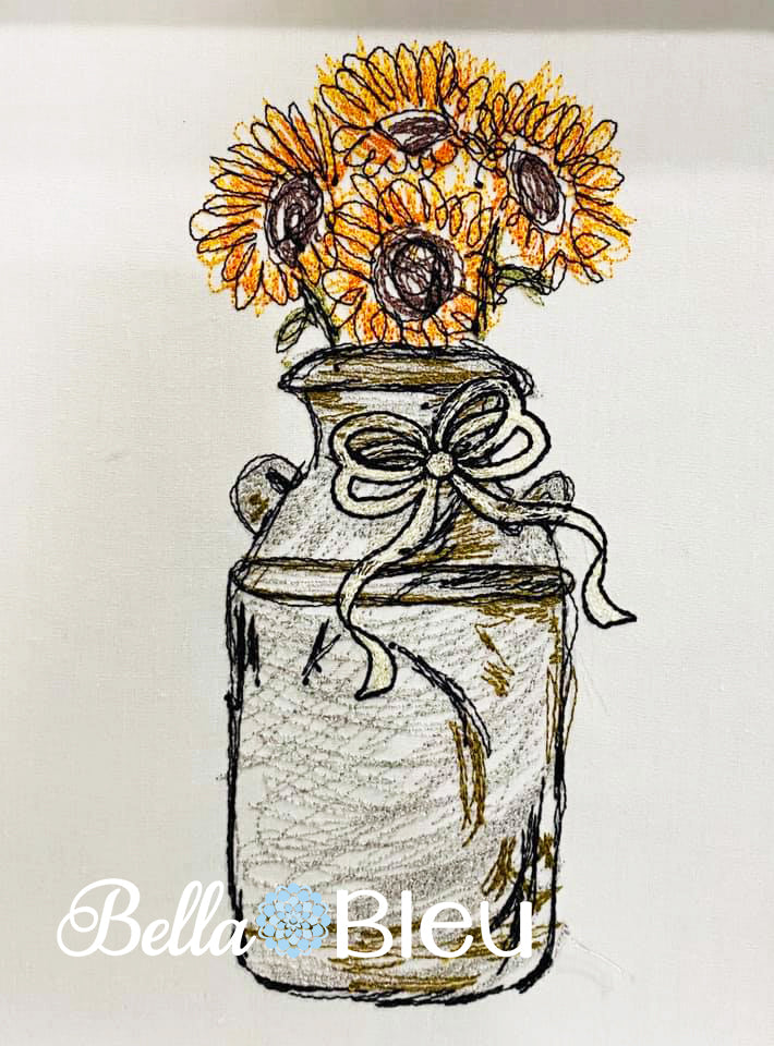 Sunflowers in Milk Can Scribble Sketchy