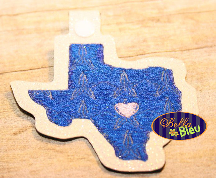 ITH in the hoop filled Texas Lone Star State Key Luggage Tag Fob Keychain machine embroidery
