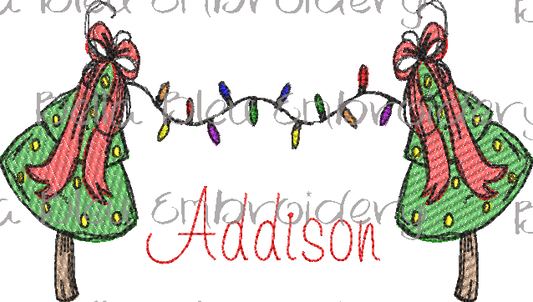 Christmas Tree with Lights Frame Scribble