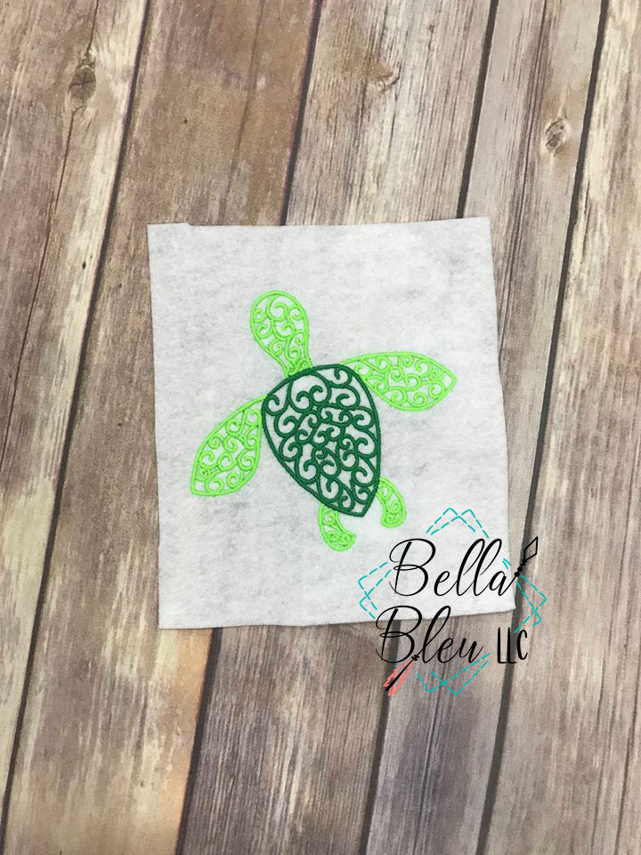 Swirl Nautical Sea Turtle fill Machine Embroidery design 7x7