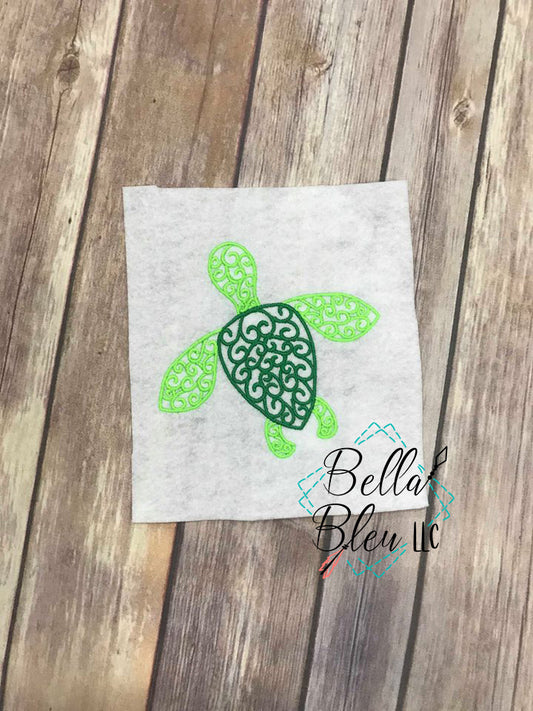 Swirl Nautical Sea Turtle fill Machine Embroidery design 5x5