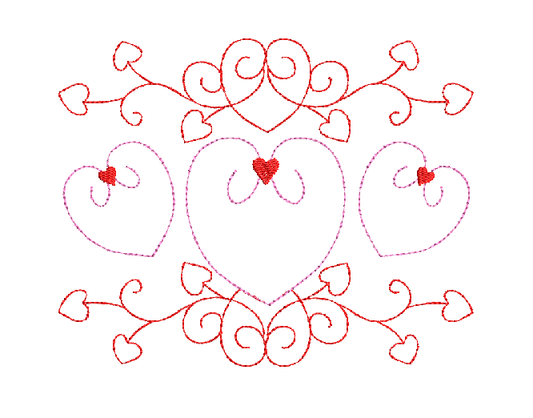 Hearts on a vine Vintage Bean Stitch