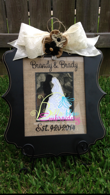 Wedding Bride and Groom Silhouette Applique Machine Embroidery Design