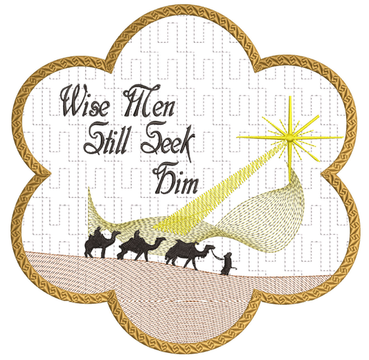 Sketchy Wise Men Religious Holiday Candle Mat In the hoop ITH 8x8 hoop