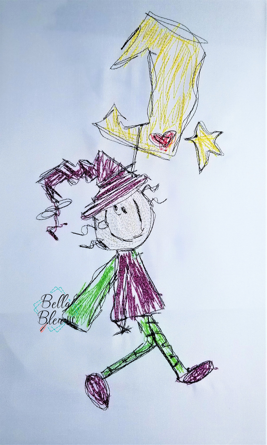 Halloween Witch & Moon Scribble
