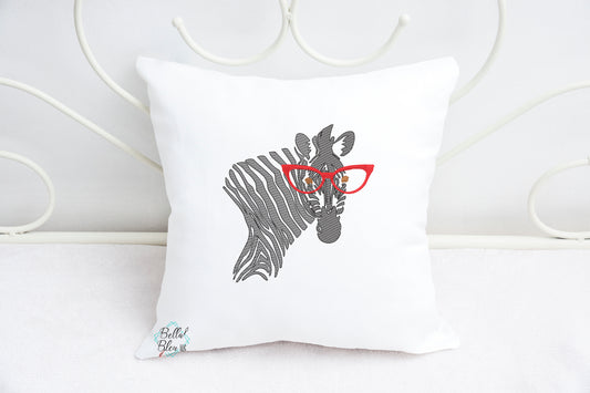 Sketchy Zebra with Glasses Machine Embroidery design